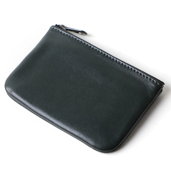Sleek Soft Lambskin Coin Key Wallet: Mini Leather Zipper