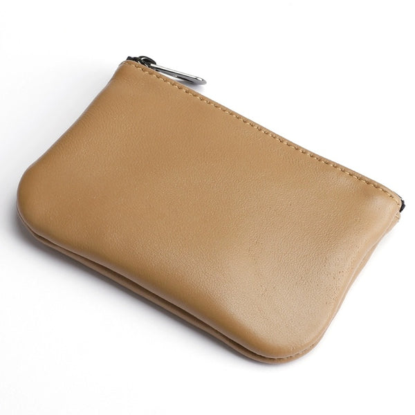 Sleek Soft Lambskin Coin Key Wallet: Mini Leather Zipper