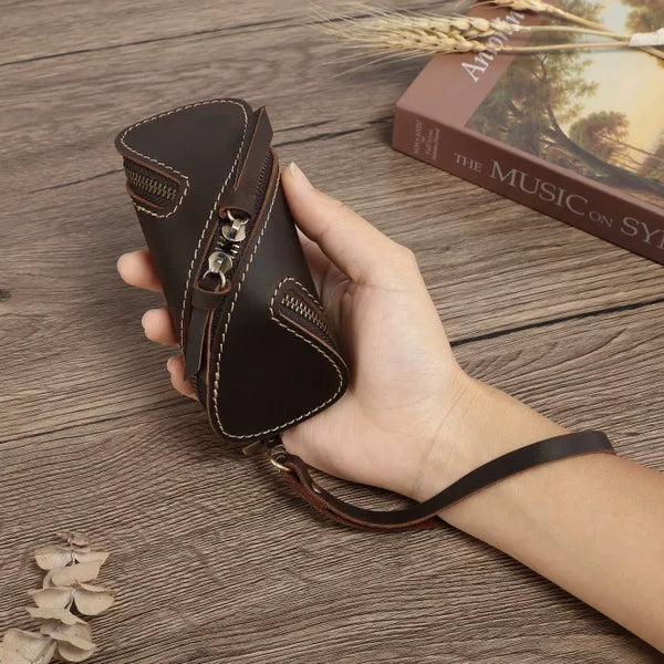 Vintage Genuine Leather Mini Key Pouch & Coin Purse – Retro Creative Car Key Holder