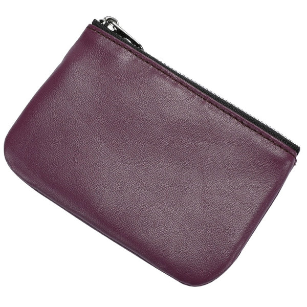 Sleek Soft Lambskin Coin Key Wallet: Mini Leather Zipper