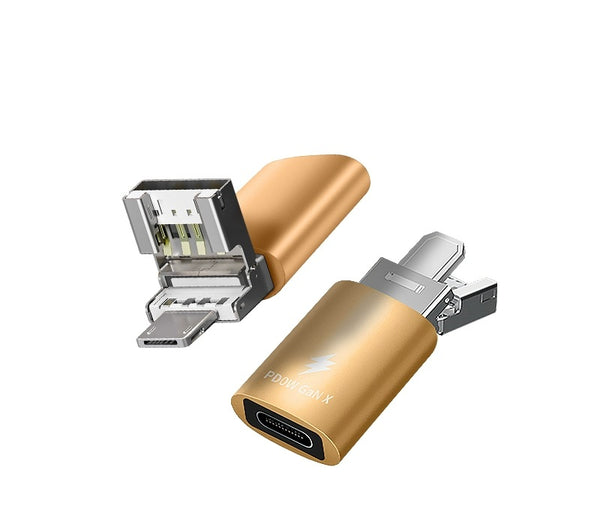 4-in-1 Magic Adapter: USB/Micro/Lightning to Type-C Hub