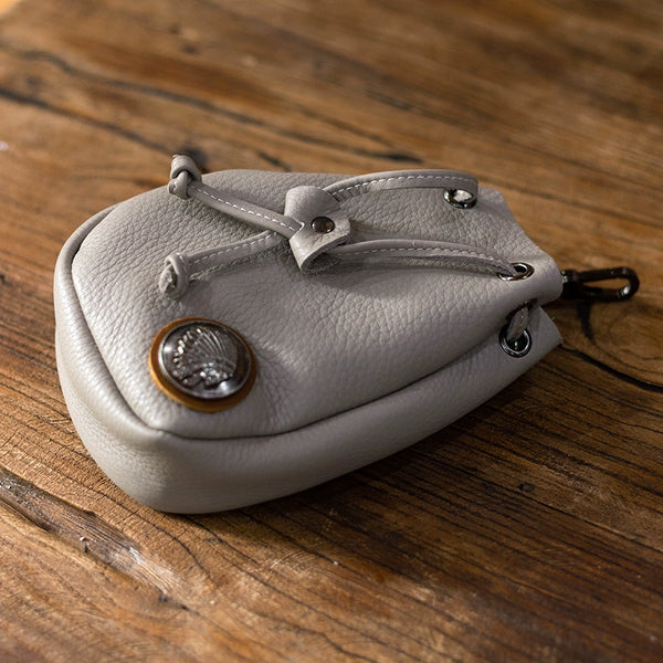 Handcrafted Retro Leather Drawstring Hip Pouch: Vintage Biker Gem