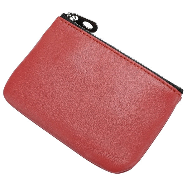 Sleek Soft Lambskin Coin Key Wallet: Mini Leather Zipper