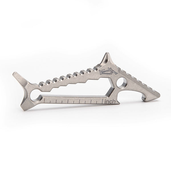 Titanium Shark EDC: Multi-Tool Bottle Opener Ruler Beast