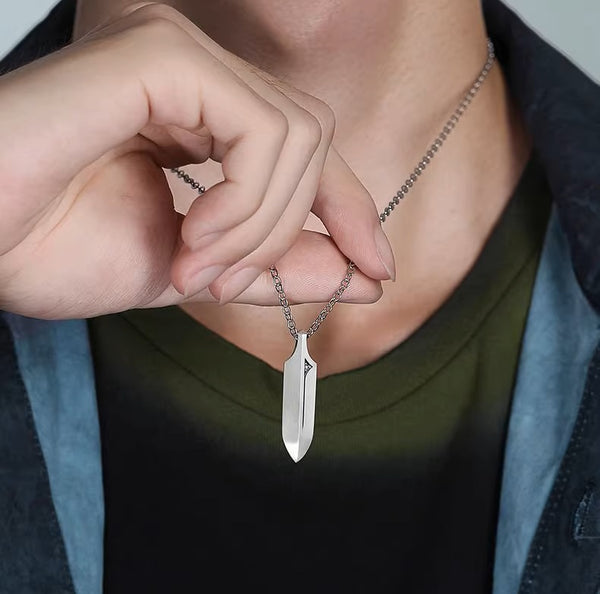 Silver Star Sword Necklace: Luxe Custom Men's Hype Pendant