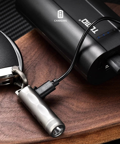 Titanium Mini Rechargeable Keychain Flashlight - Super Bright Portable EDC Light