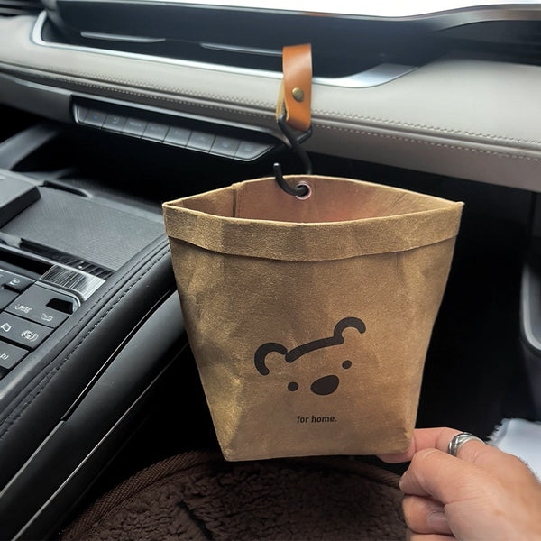 Car Kraft Paper Trash Bag: Washable Air-Vent Organizer