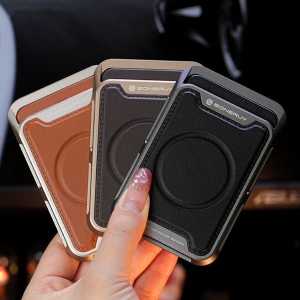 Magnetic Leather Slim Card Holder