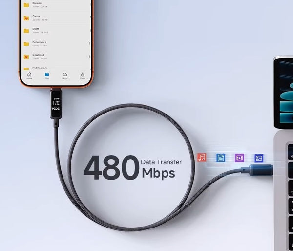 240W Ultra-Fast Type-C Cable with Smart LED Display – Lightning Speed Charging Beast!