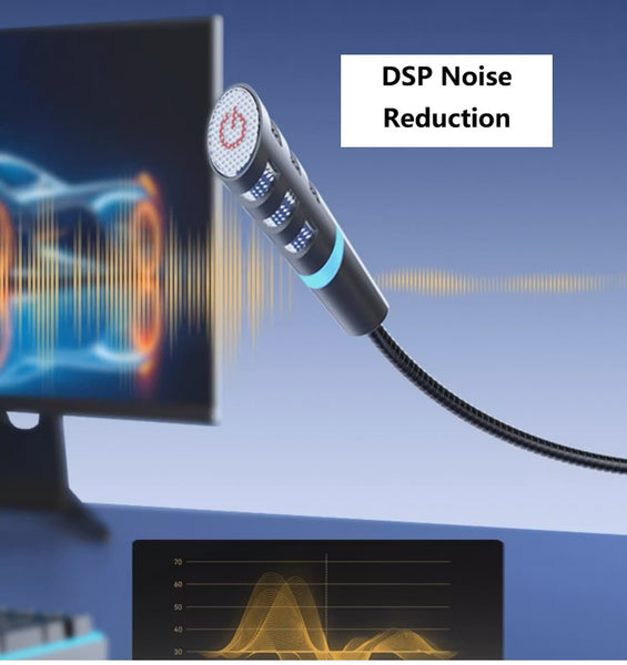 Plug & Play USB Mic: Noise-Cancel Gaming Live Magic
