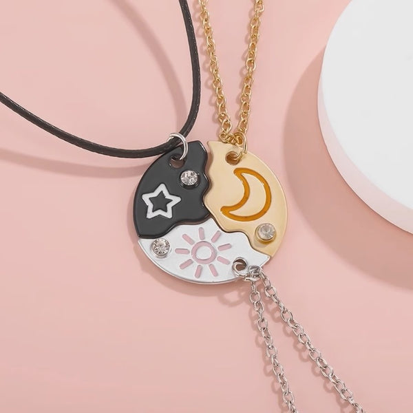 Sun Moon Star Trio Friendship Necklaces