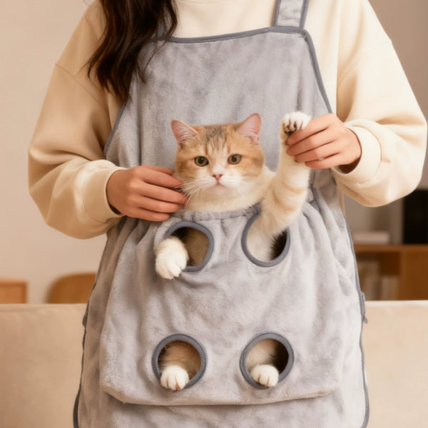 Cat Grooming Apron: No-Fur Hug Hero & Claw Tamer