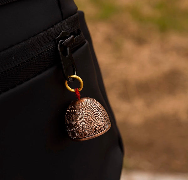Taotie Copper Bell: Retro Hiking Bag & Car Key Charm