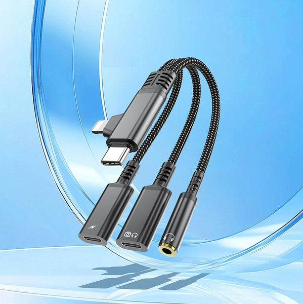 Never Stop the Beat! 3-in-1 Dual Audio & PD Fast Charging Adapter for Type-C & Lightning