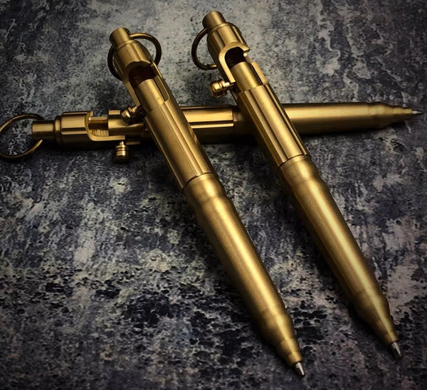 Brass Click-Action Pen: Satisfying Bolt-Slide Luxury