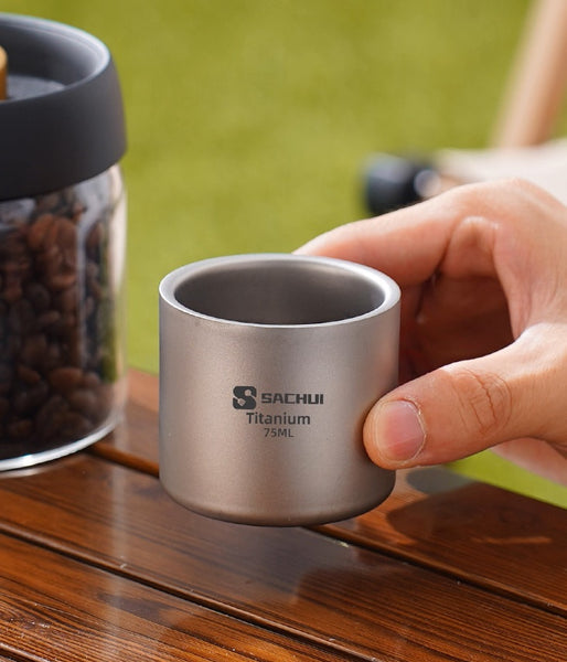 75ml Pure Titanium Cup: Double-Wall Camping Coffee Gem
