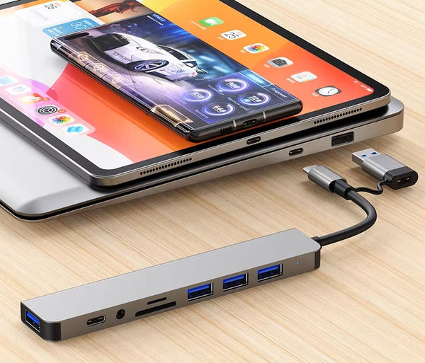 8-in-1 USB3.0 Hub: Multi-Port Audio Dock Delight