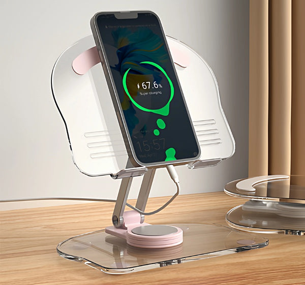 Crystal Clear 360° Rotating Acrylic Lazy Phone & Tablet Stand