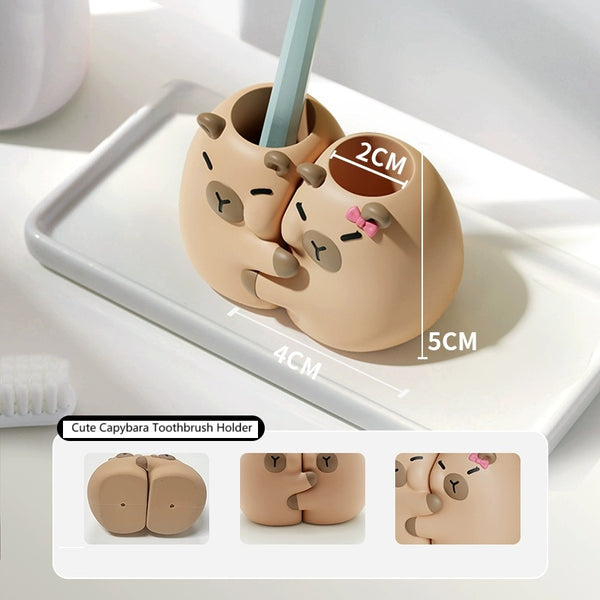 Cute Capybara Toothbrush Holder: Couple’s Bathroom Organizer