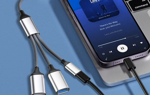 0.25m Type-C OTG Hub: Dual USB + PD Charge Extender