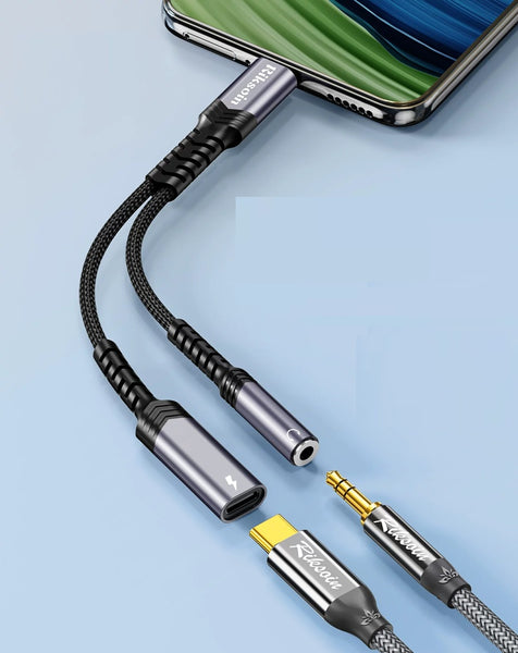 2-in-1 Type-C to 3.5mm Audio & Charging Adapter - Cool Dual Function