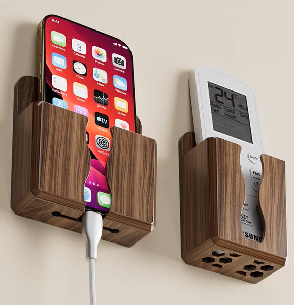 Wall-Mount Phone & Remote Holder: Drill-Free Organizer for Bedside, Living Room & Home Storage