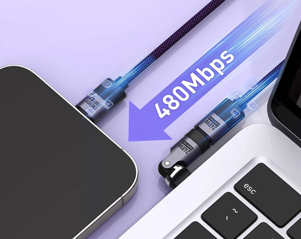 240W PD3.1 Dual Type-C 540° Rotating Connector