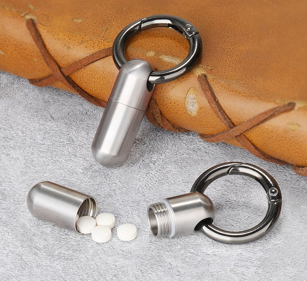 Pure Titanium Pill Case: Sealed Mini Keychain Medicine Jar