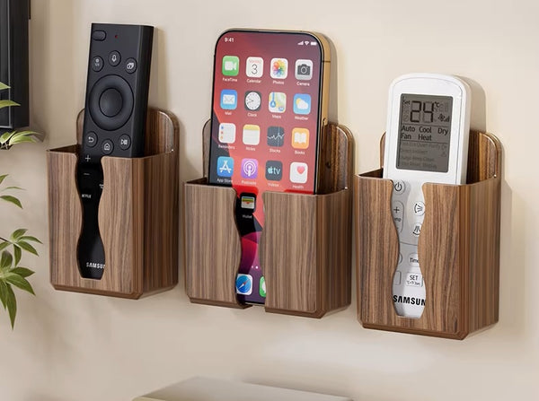 Wall-Mount Phone & Remote Holder: Drill-Free Organizer for Bedside, Living Room & Home Storage