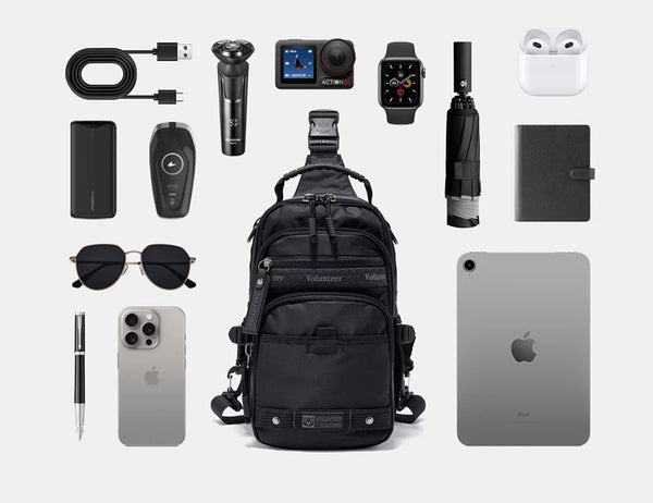 Men's Oxford Crossbody Bag – Sporty Multi-Pocket Sling Chest Pack