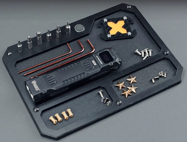 Tactical EDC Work Tray: Rigid Compartment Stackable Desktop Maintenance & Tool Organizer