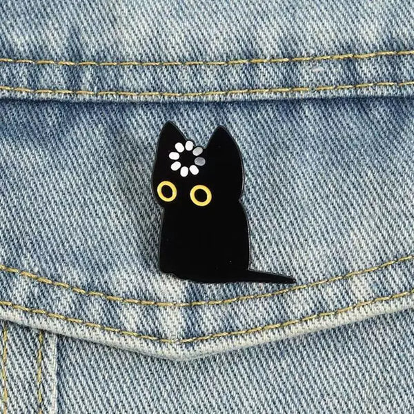 Brain Crash Black Cat Brooch – Cute Alloy Pin