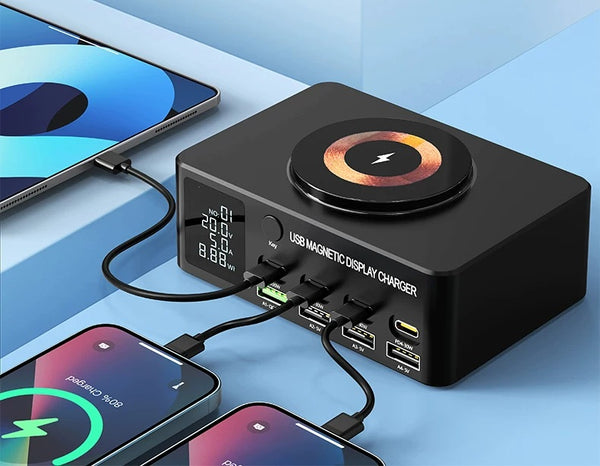 140W GaN Desktop Charging Station: High-Power Multi-Port USB Charger with Smart Display