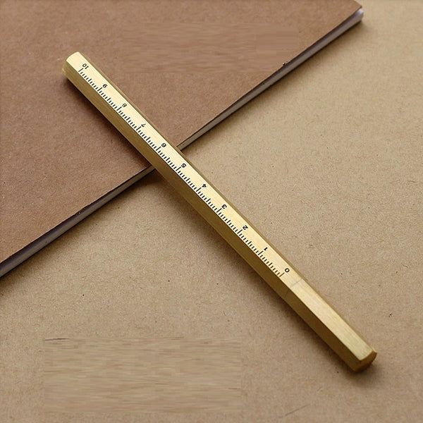 Hexagonal Brass Pen: Full Metal Ruler Writing Gem