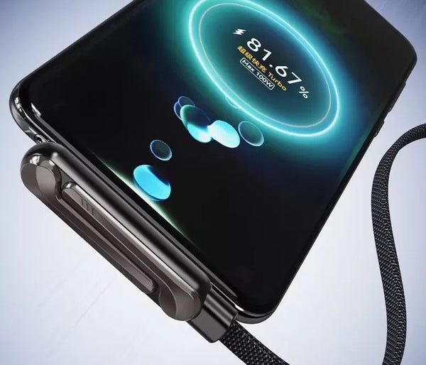 1.5M 240W Type-C Right-Angle Charging Cable with Foldable Phone Stand