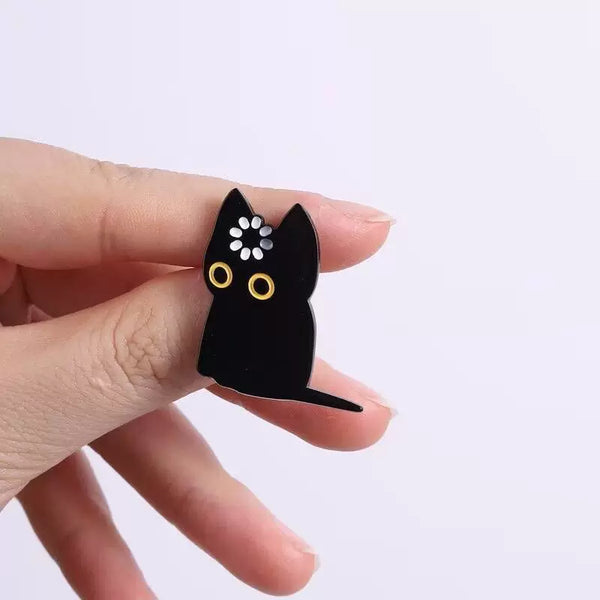 Brain Crash Black Cat Brooch – Cute Alloy Pin