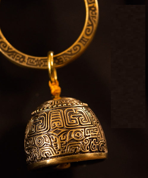 Taotie Copper Bell: Retro Hiking Bag & Car Key Charm
