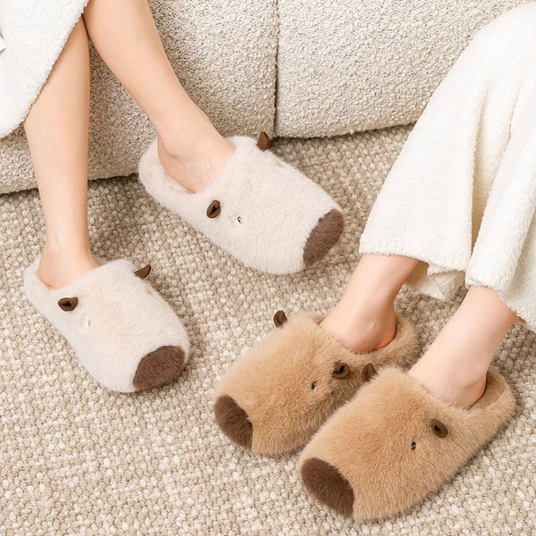 Capybara Plush Slippers: Cozy Indoor Fall/Winter Warmers