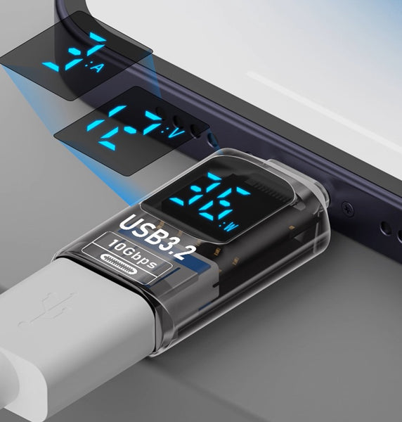 Type-C to USB 3.2 OTG Adapter with Bright Digital Display