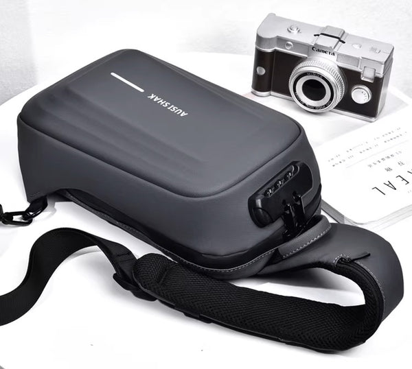 Hard Shell Motorcycle Sling Bag – Large, Waterproof, Code Lock Cool