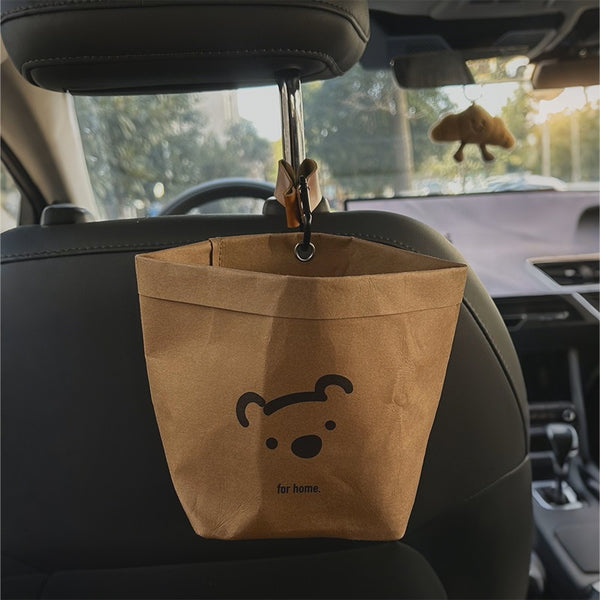 Car Kraft Paper Trash Bag: Washable Air-Vent Organizer