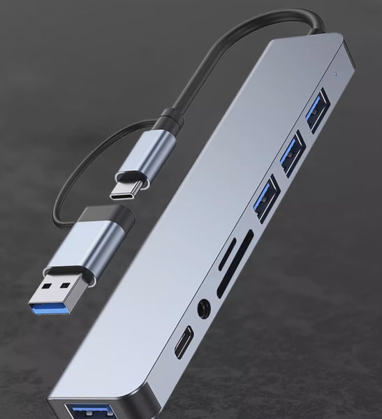 8-in-1 USB3.0 Hub: Multi-Port Audio Dock Delight