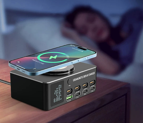 140W GaN Desktop Charging Station: High-Power Multi-Port USB Charger with Smart Display
