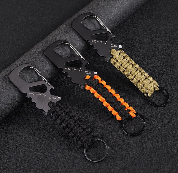 Survival Paracord Carabiner: Stainless Steel EDC Keychain