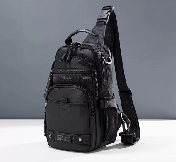 Men's Oxford Crossbody Bag – Sporty Multi-Pocket Sling Chest Pack