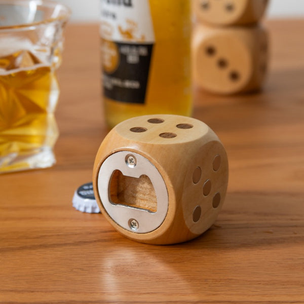 Solid Wood Beer Dice Bottle Opener