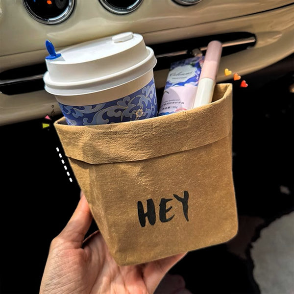 Car Kraft Paper Trash Bag: Washable Air-Vent Organizer