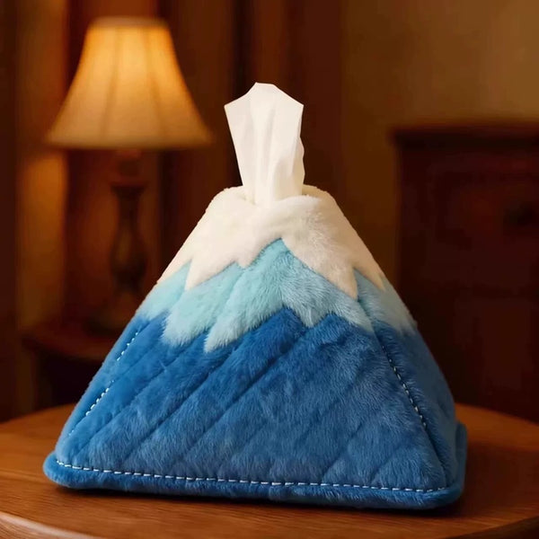 Romantic Golden Snowy Peak Tissue Box – Dreamy Desk Glow