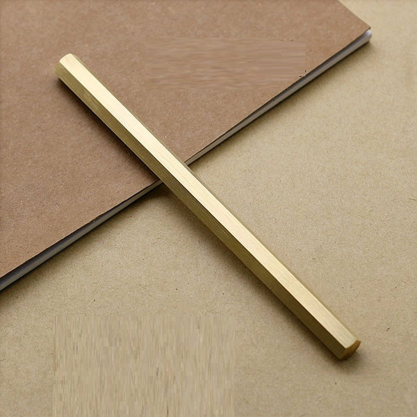 Hexagonal Brass Pen: Full Metal Ruler Writing Gem