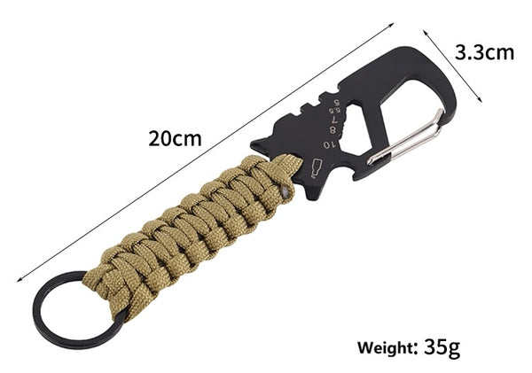 Survival Paracord Carabiner: Stainless Steel EDC Keychain